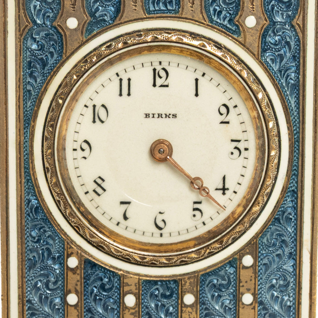 Antique Swiss Miniature Silver Gilt & Enamel Art Nouveau Carriage Clock 1910