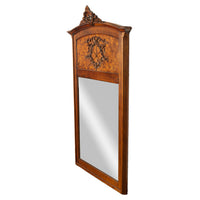 Antique French Louis XVI Walnut Inlaid Parquetry 66" Mantle Trumeau Mirror 1890