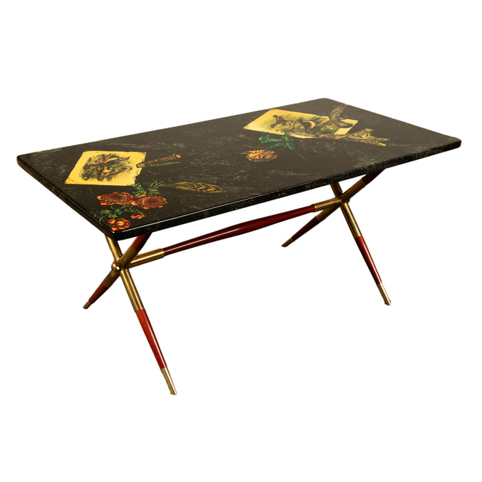 Italian Mid Century Modern Piero Fornasetti "Caccia" Coffee Table Milan 1955