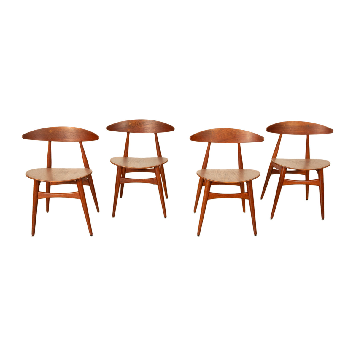 Danish MCM Set of Four Hans J. Wegner CH-33 Teak Chairs Carl Hansen & Søn 1960