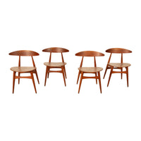 Danish MCM Set of Four Hans J. Wegner CH-33 Teak Chairs Carl Hansen & Søn 1960