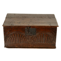 Antique 17th Century Charles II Carved Oak Bible Document Box 6 Plank Trunk 1680