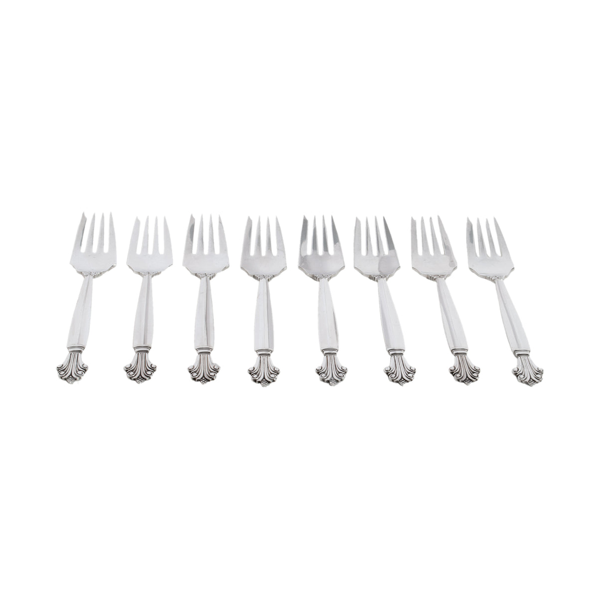 Georg Jensen Acanthus Danish Sterling Silver 69 Piece Flatware Dining Set for 8