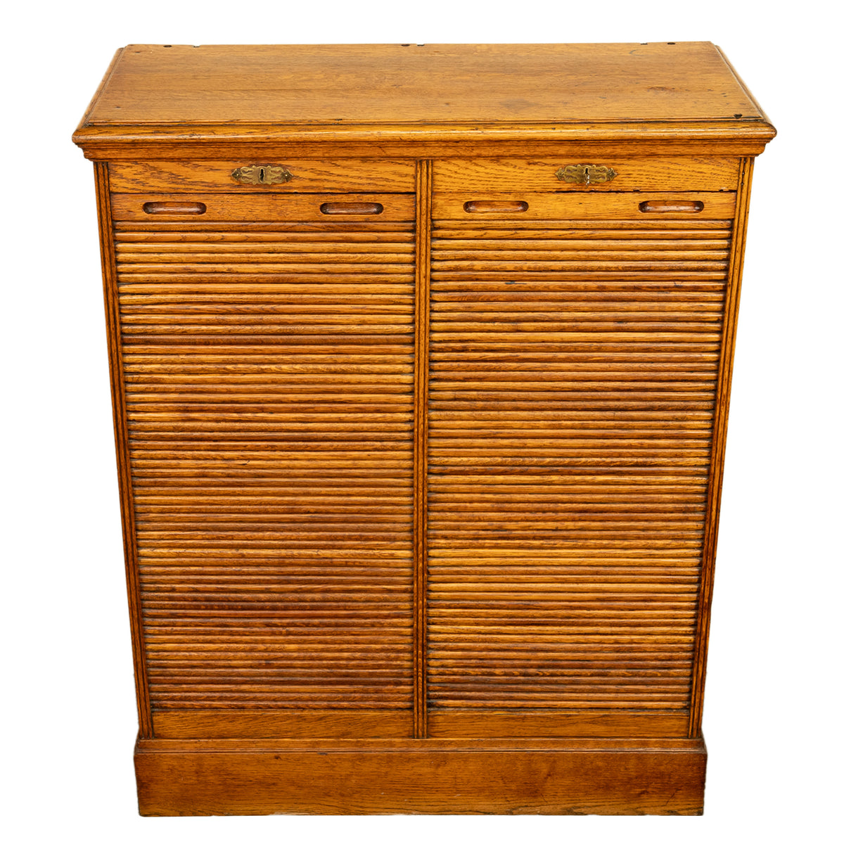 Antique American Oak Double Tambour Roll Top 16 Drawer Filing Cabinet 1910