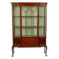 Antique 19th Century Inlaid Mahogany Regency Revival Display Cabinet China Hutch 1890