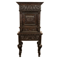 Antique 17th Century Dutch Carved Ebonized Oak Credence Cabinet on Stand 1680