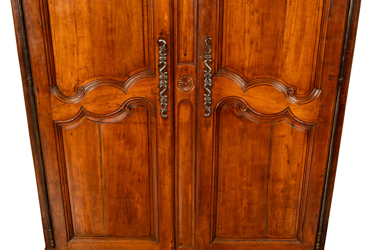 Antique French 18th Century Provincial Carved Cherry Wood Armoire Wardrobe 1780