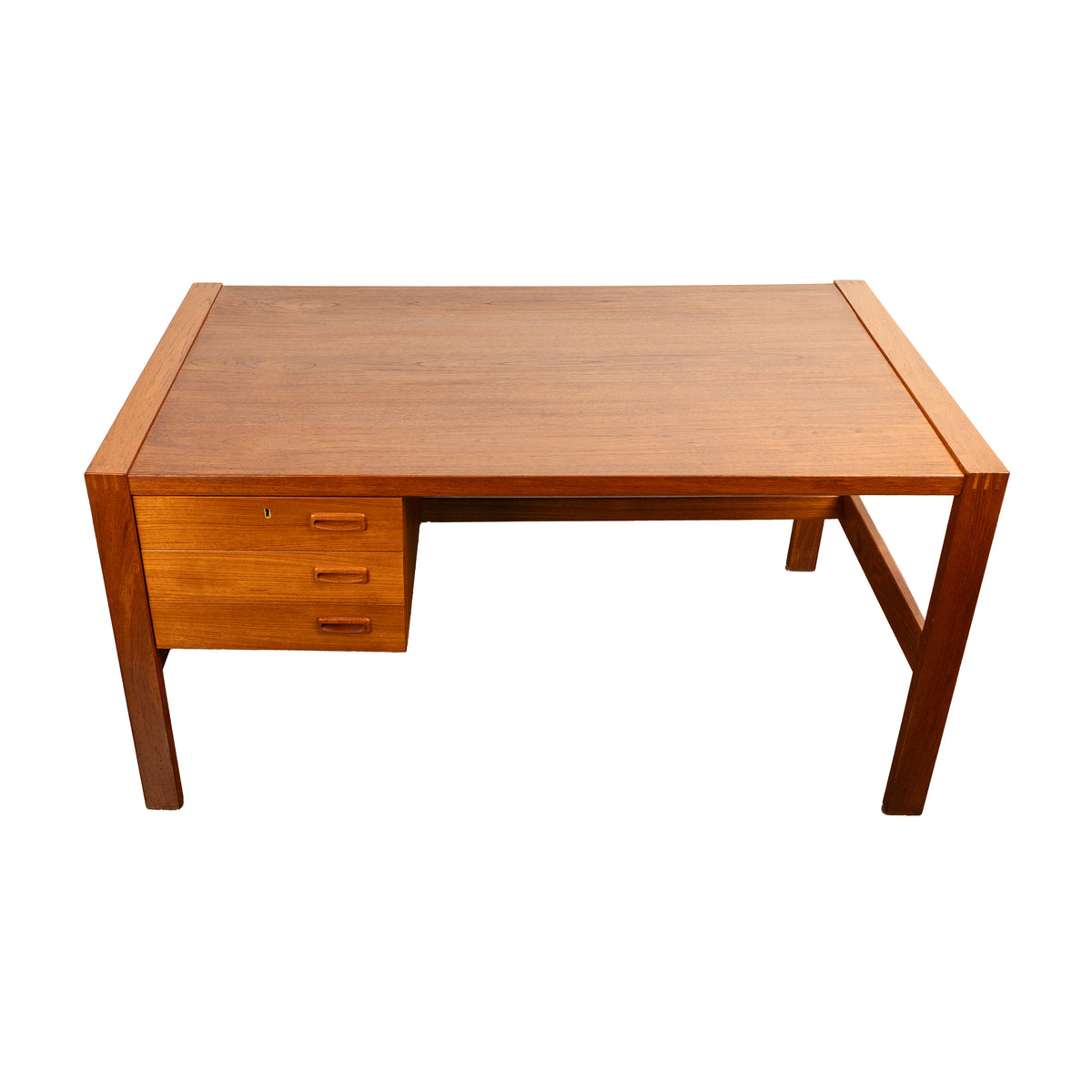 Mid Century Modern Danish Teak Desk Skovby Møbelfabrik 55" Wide Signed 1970