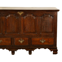 Antique Early Georgian Large 4 Panel 3 Drawer Hinged Top Mule Chest Coffer 1740