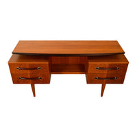 Vintage Danish Mid Century Modern Teak Four Drawer Desk with Floating Top 1965