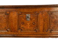 Antique German Baroque Inlaid Marquetry Dowry Chest Coffer Trunk Seat Bench 1700