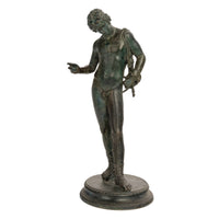 Antique Italian Pompeii Grand Tour Bronze Statue Narcissus Michele Amodio 1862