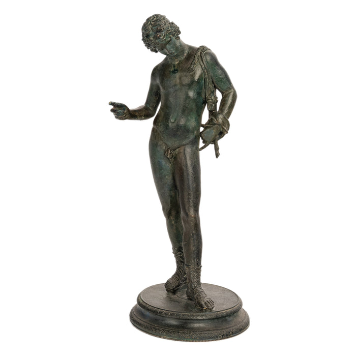 Antique Italian Pompeii Grand Tour Bronze Statue Narcissus Michele Amodio 1862