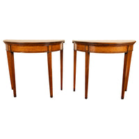 Antique Pair of Georgian Demi-lune Inlaid Mahogany & Stainwood Card Tables 1780 Ex-Christies