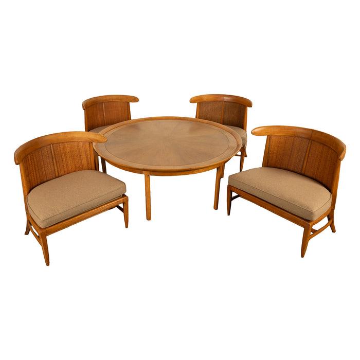 Mid Century Modern 54" Coffee Table Set 4 Slipper Chairs Signed Tomlinson 1959