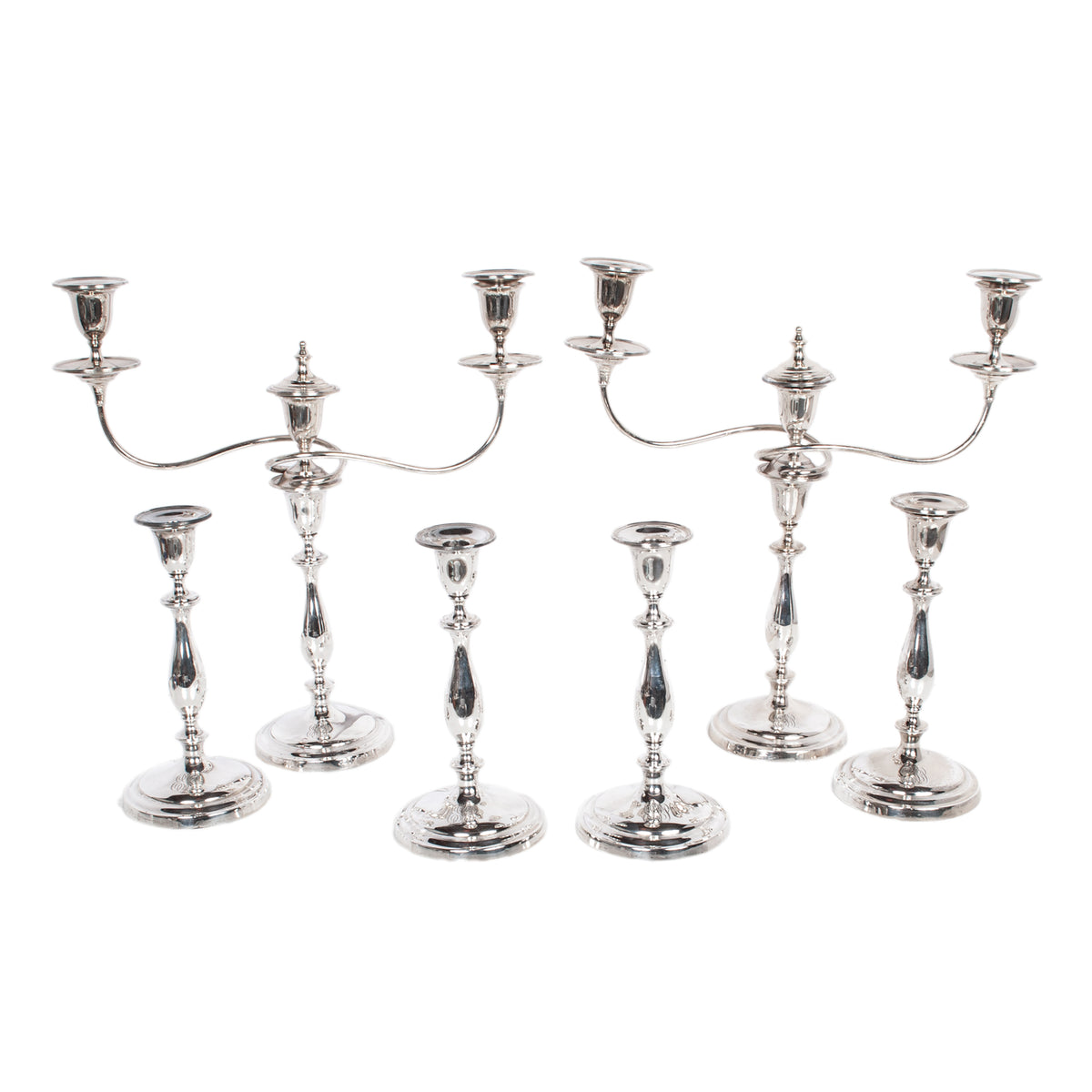 Antique Sterling Silver Set Six Candelarbra Candlesticks Ellis & Co London 1925