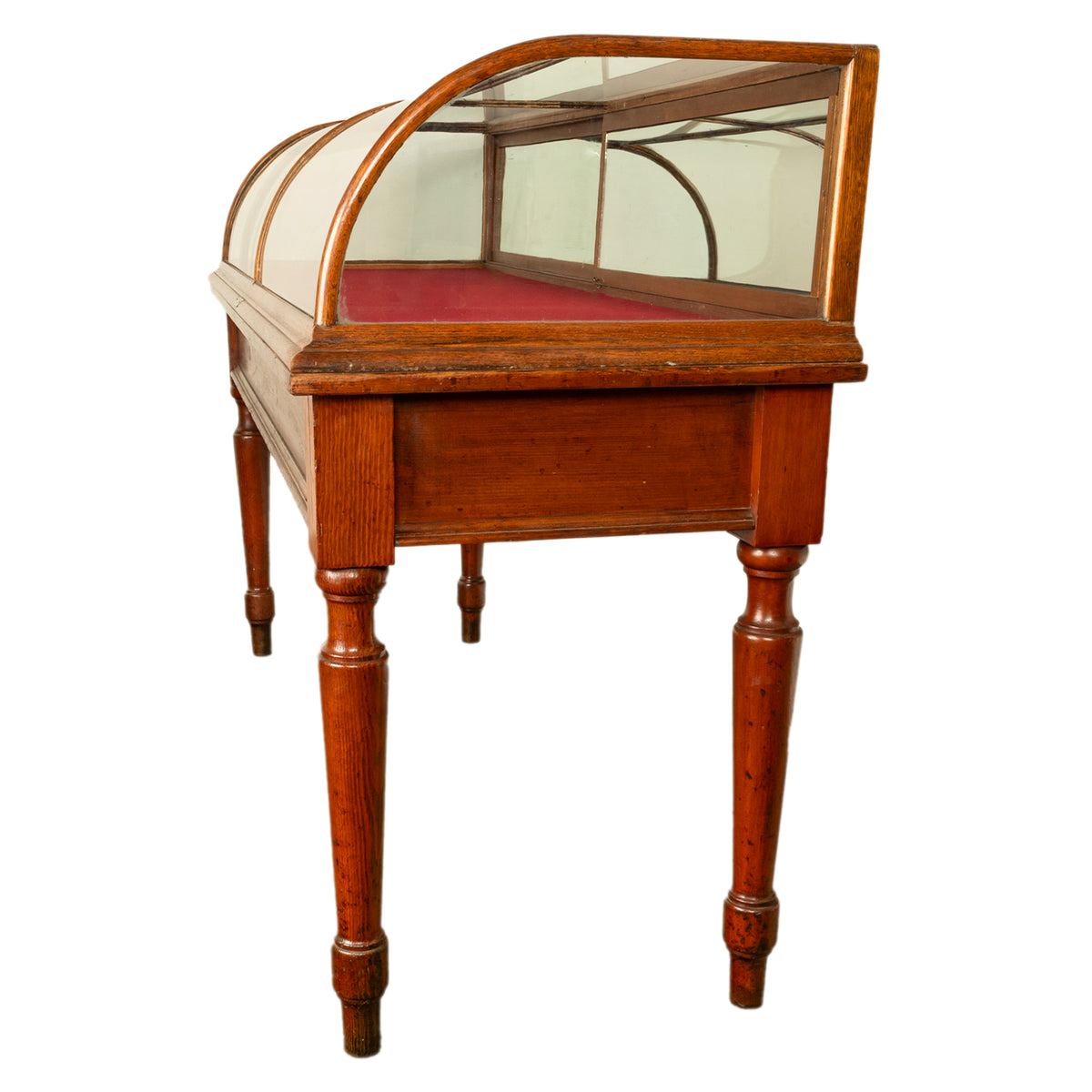 Antique 73" Oak Curved Glass Store Mercantile Display Case Counter Oregon 1895