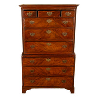 Antique 18th Century Georgian Flame Mahogany Chest on Chest Highboy Dresser 1780