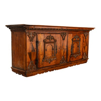 Antique 17th Century German Baroque Inlaid Carved Pine Walnut Wall Cabinet 1680