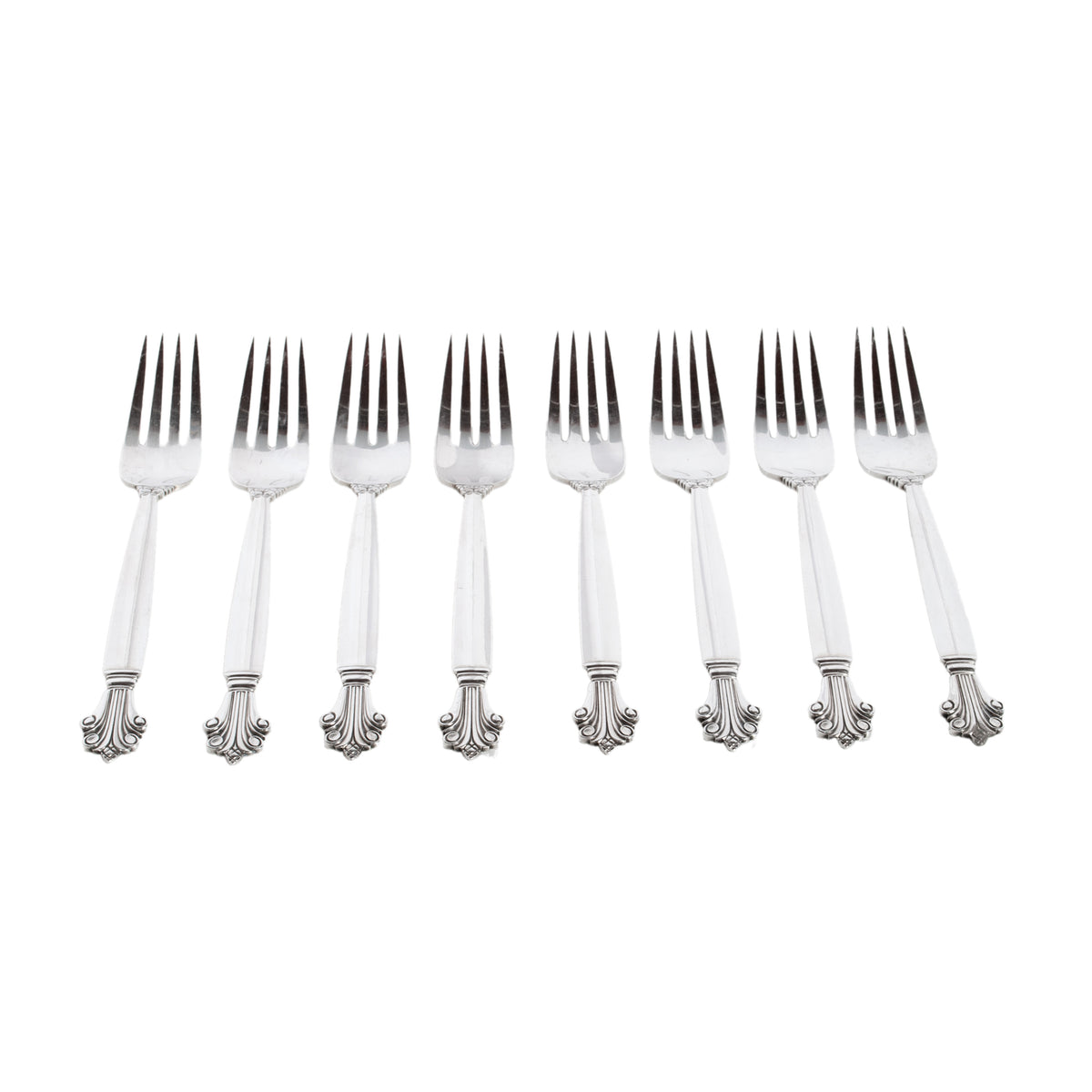 Georg Jensen Acanthus Danish Sterling Silver 69 Piece Flatware Dining Set for 8