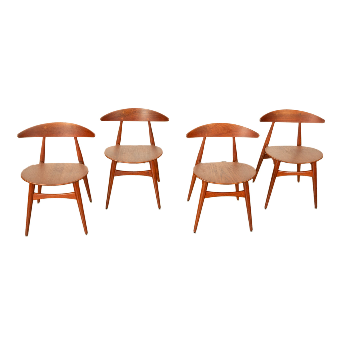 Danish MCM Set of Four Hans J. Wegner CH-33 Teak Chairs Carl Hansen & Søn 1960