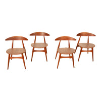 Danish MCM Set of Four Hans J. Wegner CH-33 Teak Chairs Carl Hansen & Søn 1960