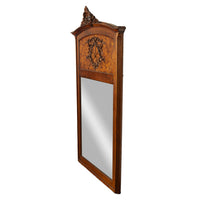 Antique French Louis XVI Walnut Inlaid Parquetry 66" Mantle Trumeau Mirror 1890