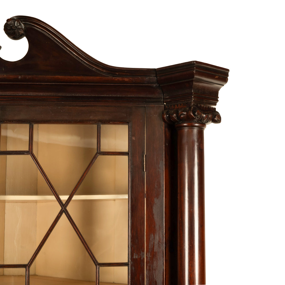 Antique American Mahogany Federal Carved Corner Cabinet East Tennessee 1820