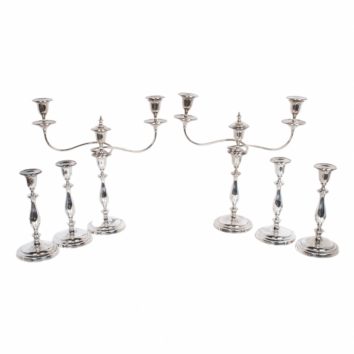 Antique Sterling Silver Set Six Candelarbra Candlesticks Ellis & Co London 1925