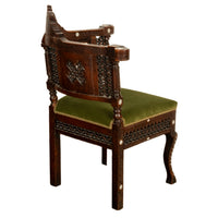 Antique Islamic Moorish Syrian Carved Inlaid Mother of Pearl Corner Chair 1880
