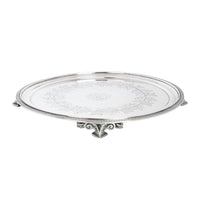 Antique Engraved Sterling Silver Tiffany & Co Footed Salver Tray New York 1870