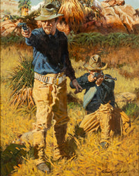 Western Cowboy Oil on Canvas Spanish American War "Rough Riders" Don Prechtel