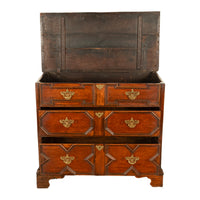 Antique 18th Century William & Mary Oak Geometric Mule Chest of Drawers 1700