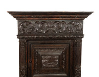Antique 17th Century Dutch Carved Ebonized Oak Credence Cabinet on Stand 1680