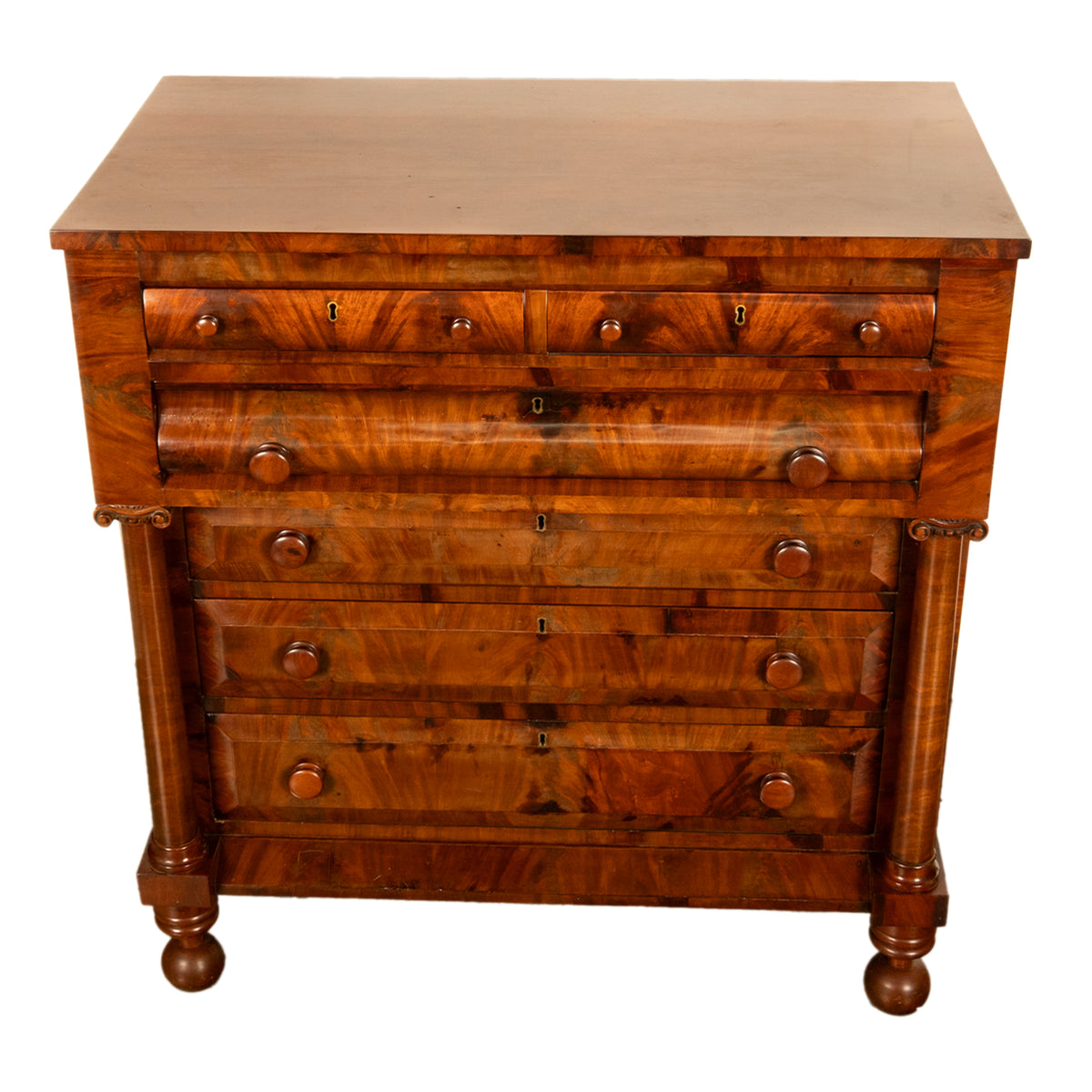 Antique American Classical Mahogany Chest Drawers Dresser Commode New York 1830