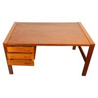 Mid Century Modern Danish Teak Desk Skovby Møbelfabrik 55" Wide Signed 1970