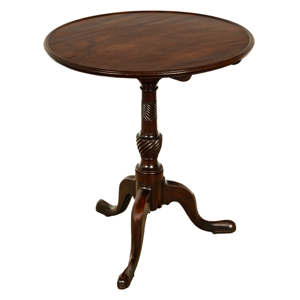 Antique American Carved Chippendale Mahogany Tilt-Top Table Candlestand Philadelphia 1770