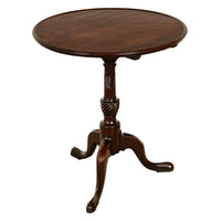 Antique American Carved Chippendale Mahogany Tilt-Top Table Candlestand Philadelphia 1770
