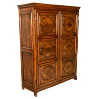 Antique 18th Century French Carved Walnut 2 Door Bonnetiere Armoire Cabinet 1780