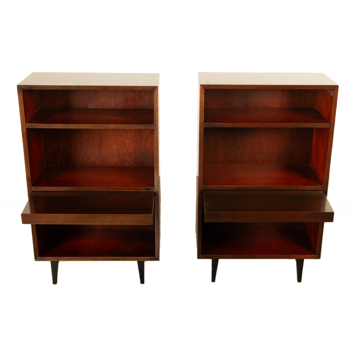 Pair American Modernist Walnut Nightstands George Nelson for Herman Miller 1955