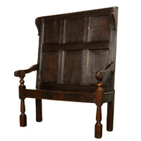 Antique Jacobean 17th Century Oak Settle Bench Shakespeare Ann Hathaway 1610