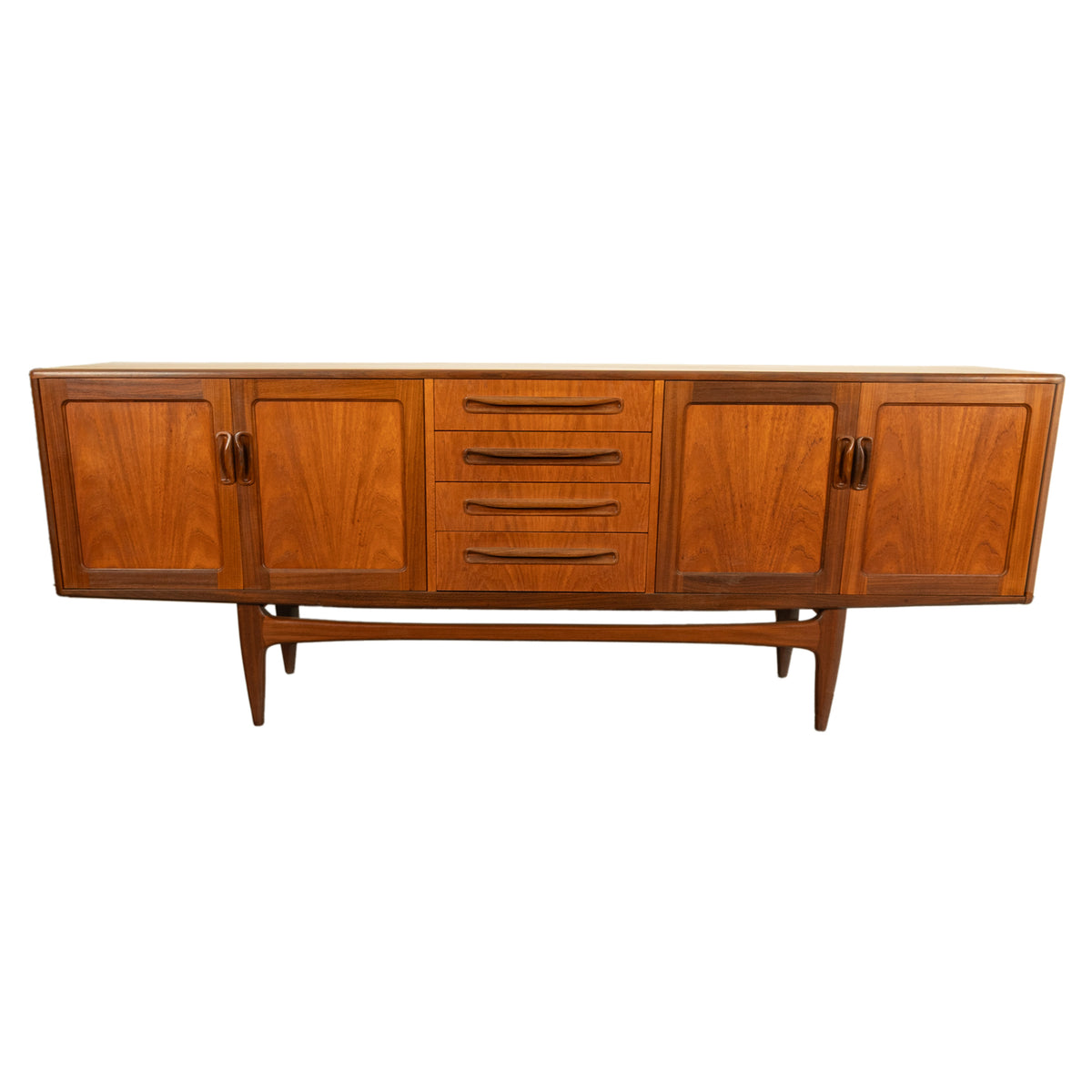 Original Mid Century Modern G Plan Teak Fresco Long 4 Door Drawer Credenza 1966