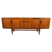 Original Mid Century Modern G Plan Teak Fresco Long 4 Door Drawer Credenza 1966