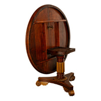 Antique Georgian Regency Amboyna Walnut Parcel Gilt Tilt-Top Breakfast Dining Table Circa 1820