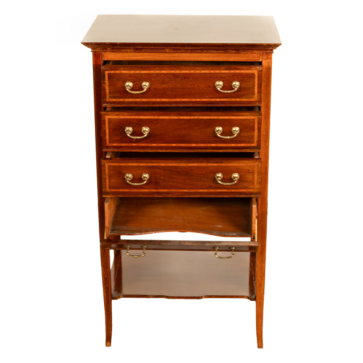 Antique Edwardian Sheraton Inlaid Mahogany Sheet Music File Cabinet Chest 1900