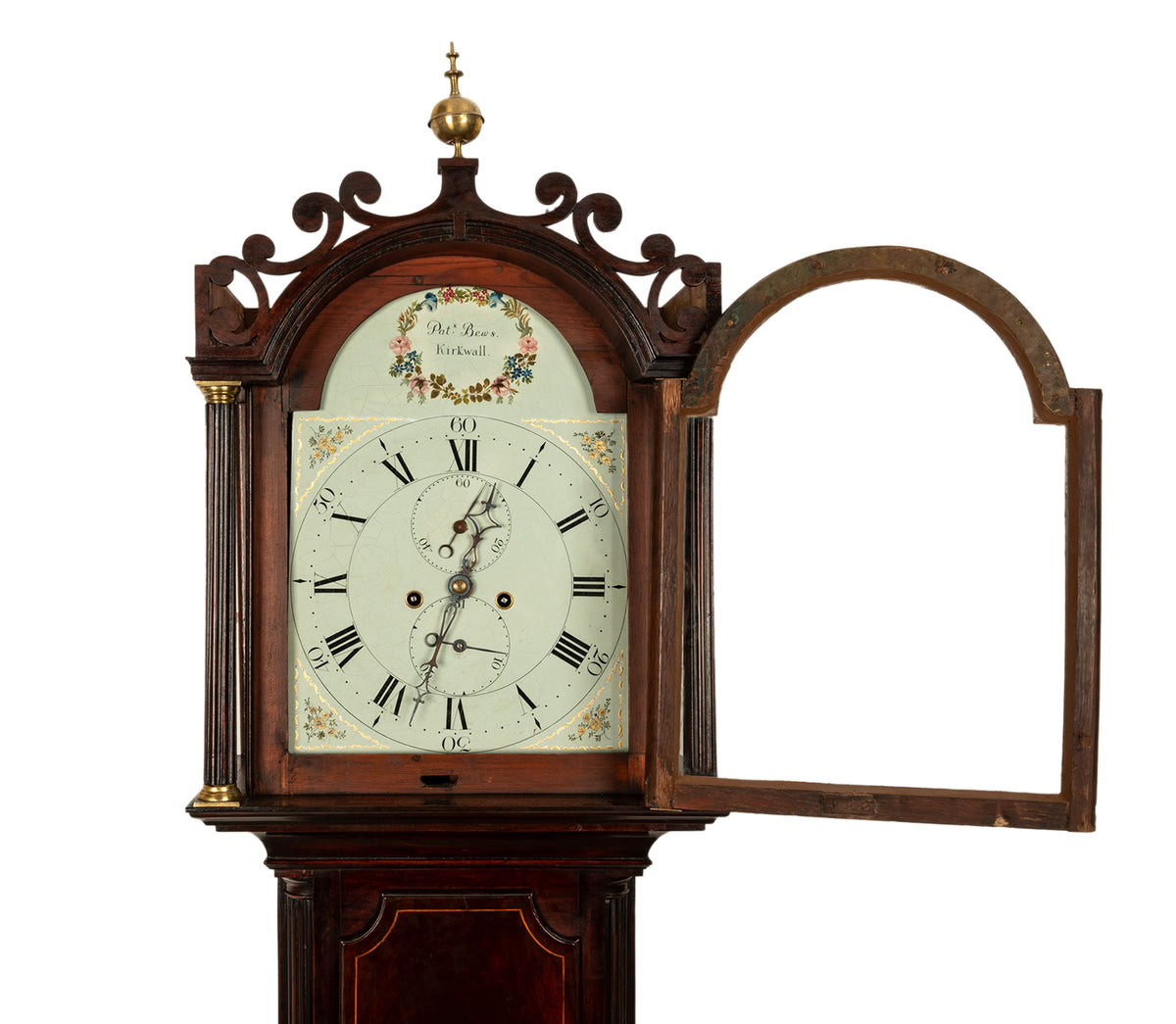 Antique Georgian Scottish Orkney Island Inlaid Mahogany Tall Case 8 day Grandfather Clock 1810