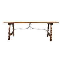 Antique 18th Century Spanish Walnut & Iron Dining Refectory Trestle Table 1780