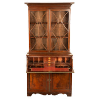 Antique Georgian Mahogany Bookcase Secretary Collectors Doctors Cabinet 1790