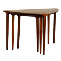 Danish Teak Mid Century Modern 'Guitar Pick' set of 3 Nesting Tables by Mogens Kold Mobelfabrik 1960s