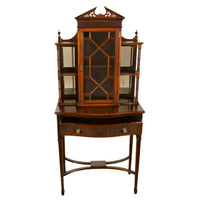 Antique Chippendale Mahogany Carved Display Case Cabinet Vitrine on Stand 1895
